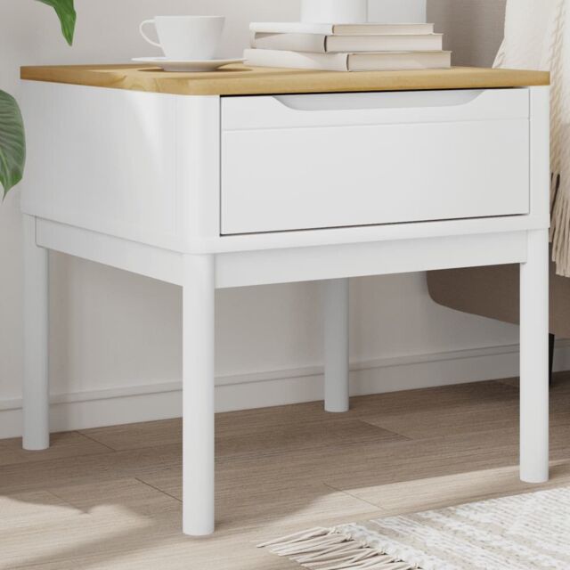Berkfield Home Lamp Table FLORO White 55x55x54 cm Solid Wood Pine - Size: 55 x 55 x 54 cm - image 1
