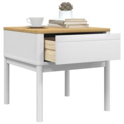 Berkfield Home Lamp Table FLORO White 55x55x54 cm Solid Wood Pine - Size: 55 x 55 x 54 cm - thumbnail 4