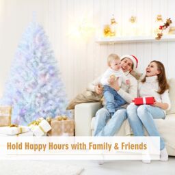 Gymax 180cm White Christmas Tree With 792 Branch Tips & Metal Stand - thumbnail 8