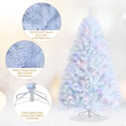 Gymax 180cm White Christmas Tree With 792 Branch Tips & Metal Stand - thumbnail 7