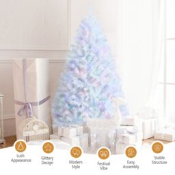 Gymax 180cm White Christmas Tree With 792 Branch Tips & Metal Stand - thumbnail 5