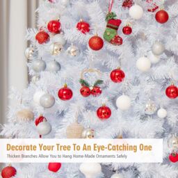 Gymax 180cm White Christmas Tree With 792 Branch Tips & Metal Stand - thumbnail 4