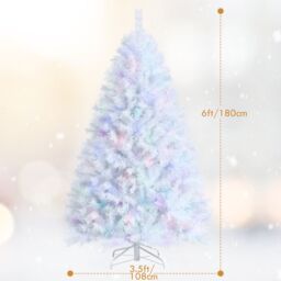 Gymax 180cm White Christmas Tree With 792 Branch Tips & Metal Stand - thumbnail 2
