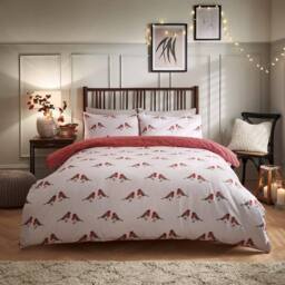 Smart Living Robin Brushed Cotton With Piping Flannelette Duvet Cover & Pillowcases in Red - Size: King - thumbnail 1