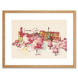 "Artery8 Wall Art Print Inverness Castle Highland Scotland Scottish Watercolour Framed Art in Beige - Size: W7"" x H9""" - thumbnail 1