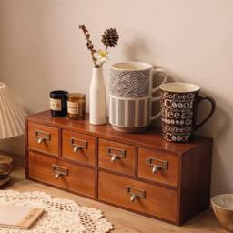 Kelvenix Desk Organizer with 6 Drawers Storage Box Cabinet in Brown - Size: 0.6m2 - thumbnail 5