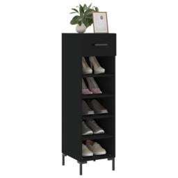 Berkfield Home Shoe Cabinet Black 30x35x105 cm Engineered Wood - Size: 30 x 35 x 105 cm - thumbnail 3