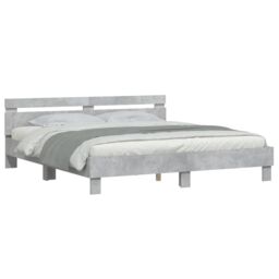 Berkfield Home Bed Frame with LED without Mattress Concrete Grey 200x200 cm - thumbnail 5