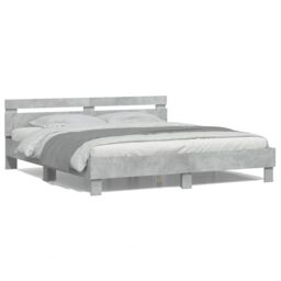Berkfield Home Bed Frame with LED without Mattress Concrete Grey 200x200 cm - thumbnail 1