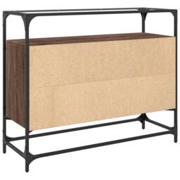 Berkfield Home Sideboard with Glass Top Brown Oak 98x35x81 cm Engineered Wood - Size: 98 x 35 x 81 cm - thumbnail 6