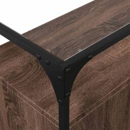 Berkfield Home Sideboard with Glass Top Brown Oak 98x35x81 cm Engineered Wood - Size: 98 x 35 x 81 cm - thumbnail 7