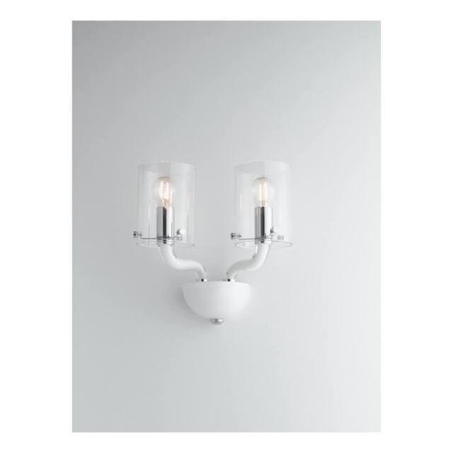Netlighting AURORA Wall Lamp with 2 Light Glass Shades White 31x24x17cm - Size: 31 x 24 x 17 cm