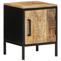 Berkfield Home Bedside Cabinet 30 x 30 x 40 cm Solid Wood Rough Mango in Brown - thumbnail 3