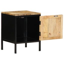 Berkfield Home Bedside Cabinet 30 x 30 x 40 cm Solid Wood Rough Mango in Brown - thumbnail 4
