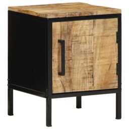 Berkfield Home Bedside Cabinet 30 x 30 x 40 cm Solid Wood Rough Mango in Brown - thumbnail 1