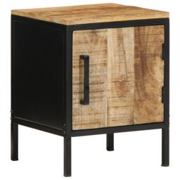 Berkfield Home Bedside Cabinet 30 x 30 x 40 cm Solid Wood Rough Mango in Brown - thumbnail 2