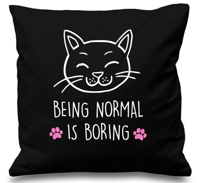 "60 SECOND MAKEOVER Black Cushion Cover Being Normal Is Boring 16"" x 16"" Mum Friend Gift Decorative - Size: 40 cm x 40 cm"