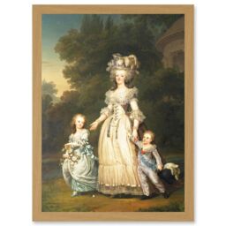 Artery8 Painting Portrait Doomed Queen Marie Antoinette Children France Artwork Framed Wall Art Print A4 in Light Oak - thumbnail 1
