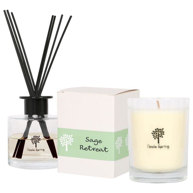 Nicola Spring 160g Soy Wax Scented Candle & Reed Diffuser Set - Sage Retreat in Clear - image 1