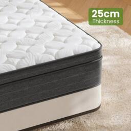 FORGEVIO 5FT King (150x200x26cm) POCKET SPRUNG MATTRESS in White - Size: Cot - thumbnail 2
