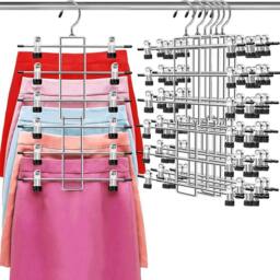 EONLION 2 Pack Trouser Hangers Space Saving Skirt Hangers in Silver - thumbnail 3