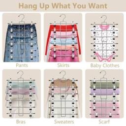 EONLION 2 Pack Trouser Hangers Space Saving Skirt Hangers in Silver - thumbnail 2