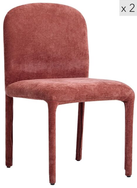 Nordlys Set of 2 Scandinavian Dining Chairs in Fabric in Red - image 1