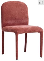 Nordlys Set of 2 Scandinavian Dining Chairs in Fabric in Red