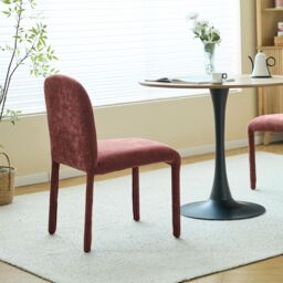 Nordlys Set of 2 Scandinavian Dining Chairs in Fabric in Red - thumbnail 8