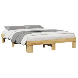 Berkfield Home Bed Frame without Mattress 135x190 cm Double Solid Wood Oak in Brown - thumbnail 5