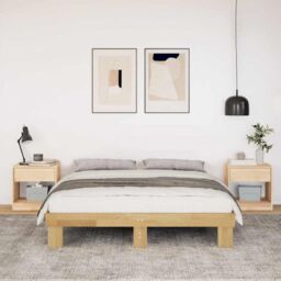 Berkfield Home Bed Frame without Mattress 135x190 cm Double Solid Wood Oak in Brown - thumbnail 4