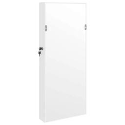 Berkfield Home Mirror Jewellery Cabinet with LED Lights Wall Mounted White - thumbnail 6
