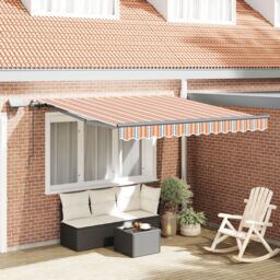 Berkfield Home Manual Retractable Awning with LED Multicolour Stripe 350x250 cm - thumbnail 1
