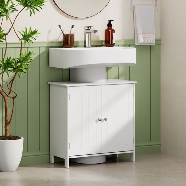VonHaus Holbrook Freestanding Under Sink Bathroom Cabinet in White - image 1