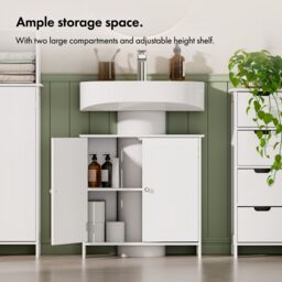 VonHaus Holbrook Freestanding Under Sink Bathroom Cabinet in White - thumbnail 3