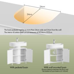 VonHaus Holbrook Freestanding Under Sink Bathroom Cabinet in White - thumbnail 5