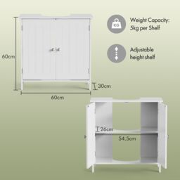 VonHaus Holbrook Freestanding Under Sink Bathroom Cabinet in White - thumbnail 8