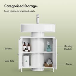VonHaus Holbrook Freestanding Under Sink Bathroom Cabinet in White - thumbnail 9