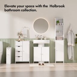 VonHaus Holbrook Freestanding Under Sink Bathroom Cabinet in White - thumbnail 7