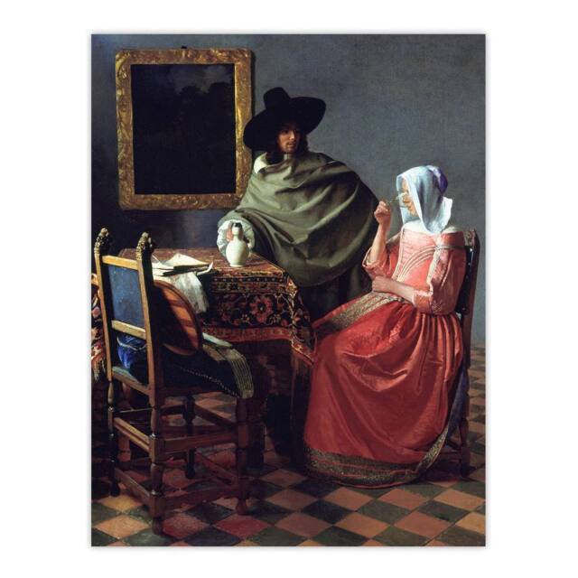 "Artery8 The Wine Glass Cropped Painting Vermeer Vintage Wall Art Print Poster - Size: W12"" x H16""" - image 1