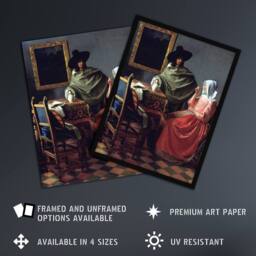 "Artery8 The Wine Glass Cropped Painting Vermeer Vintage Wall Art Print Poster - Size: W12"" x H16""" - thumbnail 2
