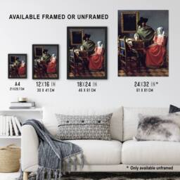 "Artery8 The Wine Glass Cropped Painting Vermeer Vintage Wall Art Print Poster - Size: W12"" x H16""" - thumbnail 3