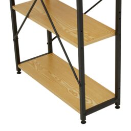 Orsina Light Yellow Desk With Black Metal Frame & Shelves, Shelf Unit With Open Frame Structure, Ideal For Office - thumbnail 6