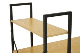 Orsina Light Yellow Desk With Black Metal Frame & Shelves, Shelf Unit With Open Frame Structure, Ideal For Office - thumbnail 5