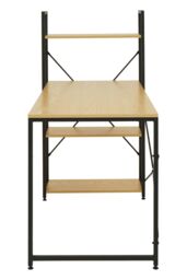 Orsina Light Yellow Desk With Black Metal Frame & Shelves, Shelf Unit With Open Frame Structure, Ideal For Office - thumbnail 4