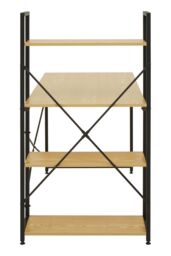 Orsina Light Yellow Desk With Black Metal Frame & Shelves, Shelf Unit With Open Frame Structure, Ideal For Office - thumbnail 3