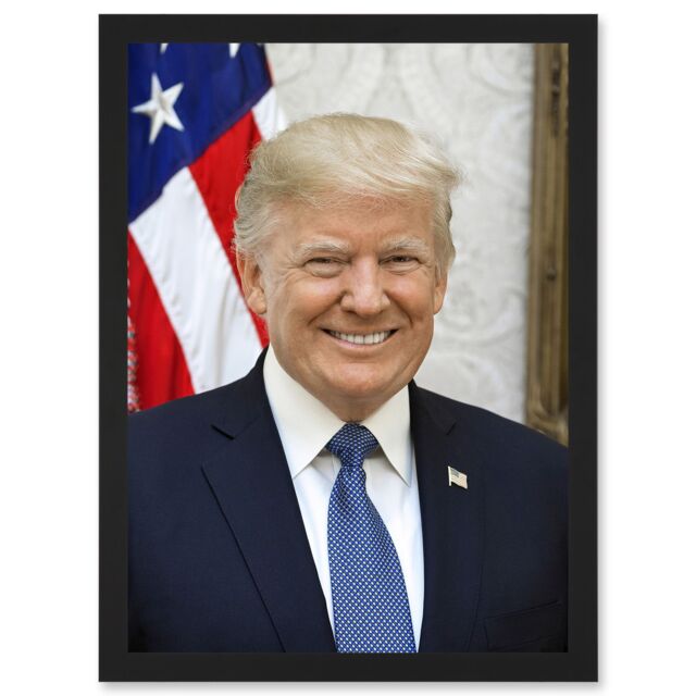 Artery8 Us President Donald Trump Photo A4 Artwork Framed Wall Art Print in Black - image 1