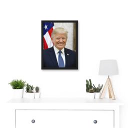Artery8 Us President Donald Trump Photo A4 Artwork Framed Wall Art Print in Black - thumbnail 2