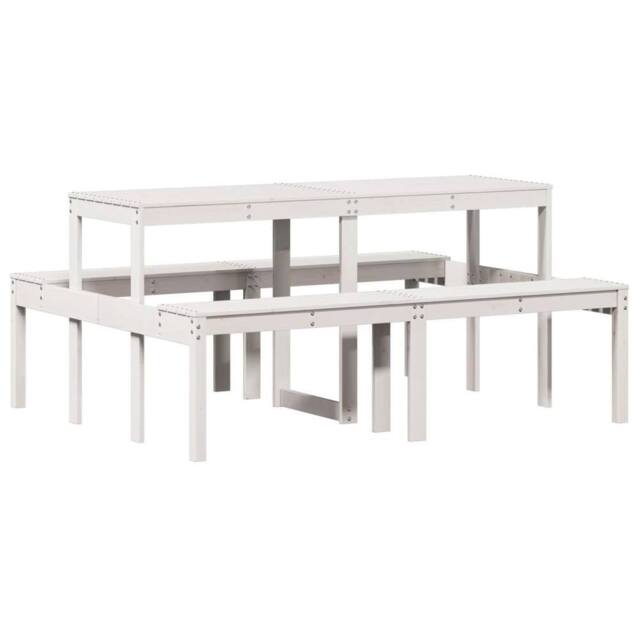 Berkfield Home Picnic Table White 160x134x75 cm Solid Wood Pine - Size: 160 x 134 x 75 cm - image 1