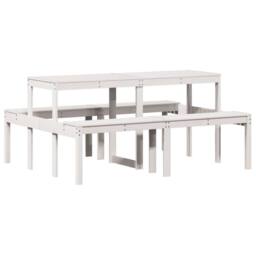 Berkfield Home Picnic Table White 160x134x75 cm Solid Wood Pine - Size: 160 x 134 x 75 cm